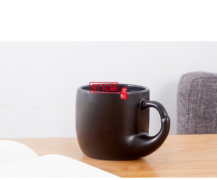 新款色釉日式陶瓷杯馬克禮品創意瓷杯子定制啞光磨砂大肚杯