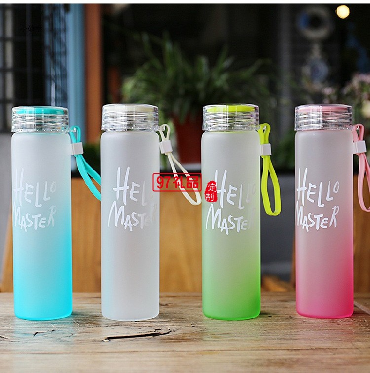 七彩杯塑料杯男女學生韓版簡約水杯文字便攜杯子磨砂創意廣告茶杯