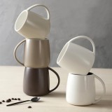 陶瓷水杯 創意馬克杯帶手柄辦公室情侶水杯會議杯 大容量簡約水杯