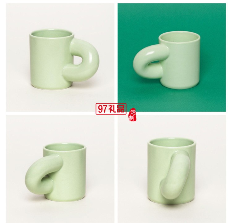跨鏡專供通心粉馬克杯陶瓷杯胖把手牛奶咖啡杯水杯餐廳創意彩色杯