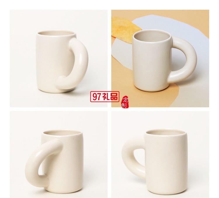 跨鏡專供通心粉馬克杯陶瓷杯胖把手牛奶咖啡杯水杯餐廳創意彩色杯