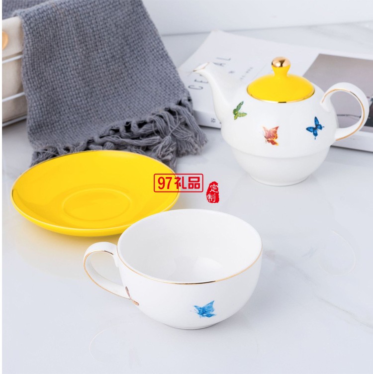 定制款創意大容量北歐陶瓷子母壺花茶單人下午茶具彩盒裝