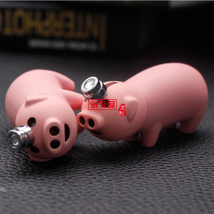 創意小豬雙火充氣打火機定制logo定制公司廣告促銷禮品