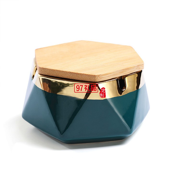 北歐陶瓷煙灰缸創意家用客廳酒店KTV辦公室帶蓋煙缸廣告禮品logo