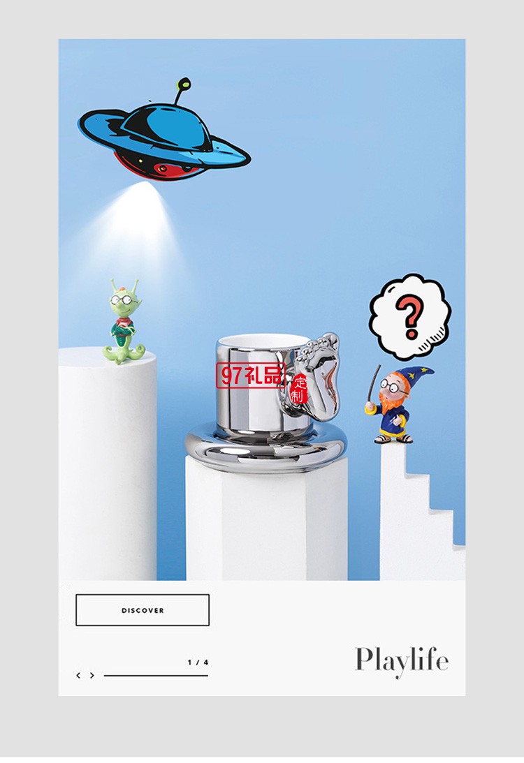 陶瓷馬克杯創意大拇指點贊杯 個性佼佼者杯奧利給咖啡杯碟彩盒