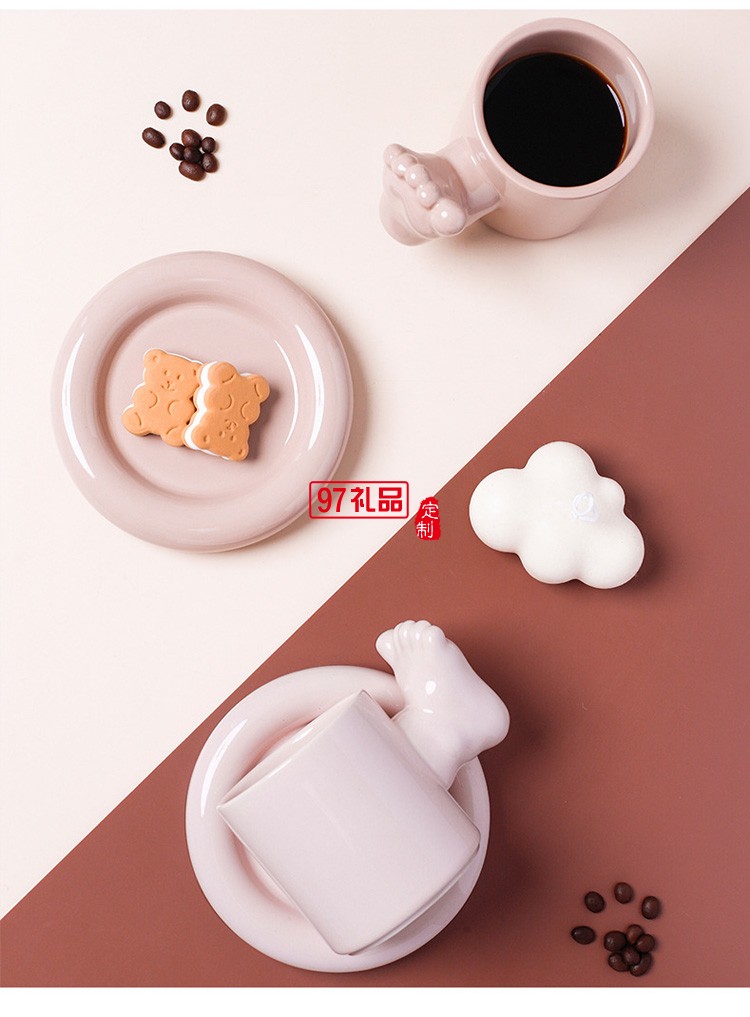 陶瓷馬克杯創意大拇指點贊杯 個性佼佼者杯奧利給咖啡杯碟彩盒