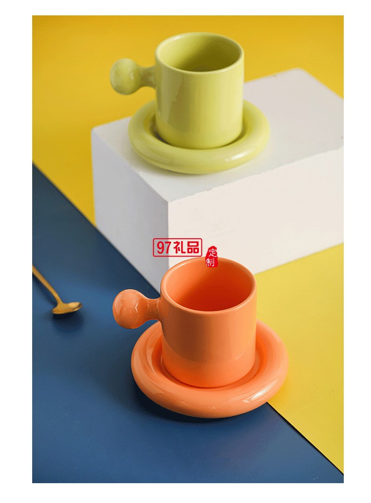 杯子 ins風設計創意元氣蛋黃陶瓷馬克杯帶蓋套裝