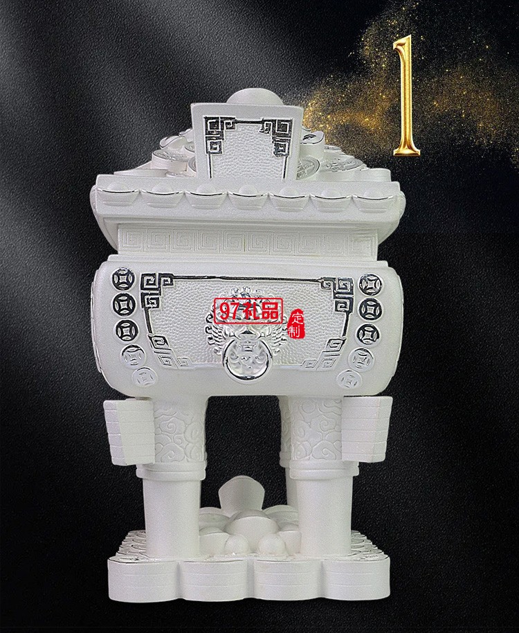 純銀招財寶鼎搬家喬遷工藝品開業禮品聚寶盆