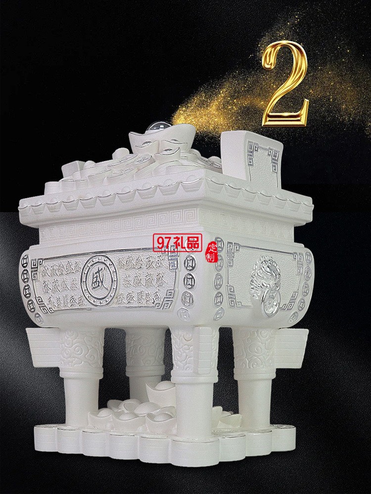 純銀招財寶鼎搬家喬遷工藝品開業禮品聚寶盆