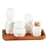 創意調味瓶 三個和尚陶瓷調味罐定制公司廣告禮品