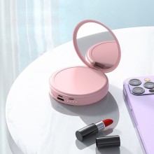 創意圓形自帶線充電寶迷你美妝鏡20000毫安
