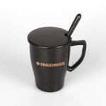 新晨醫藥定制時尚經典磨砂啞光 帶蓋勺 咖啡陶瓷杯禮品杯子定制