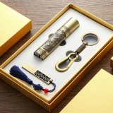 8Gu盤定制logo 青銅如意U盤 手電筒套裝企業周年定制