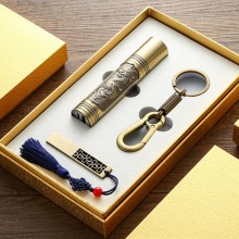 8Gu盤定制logo 青銅如意U盤 手電筒套裝企業周年定制