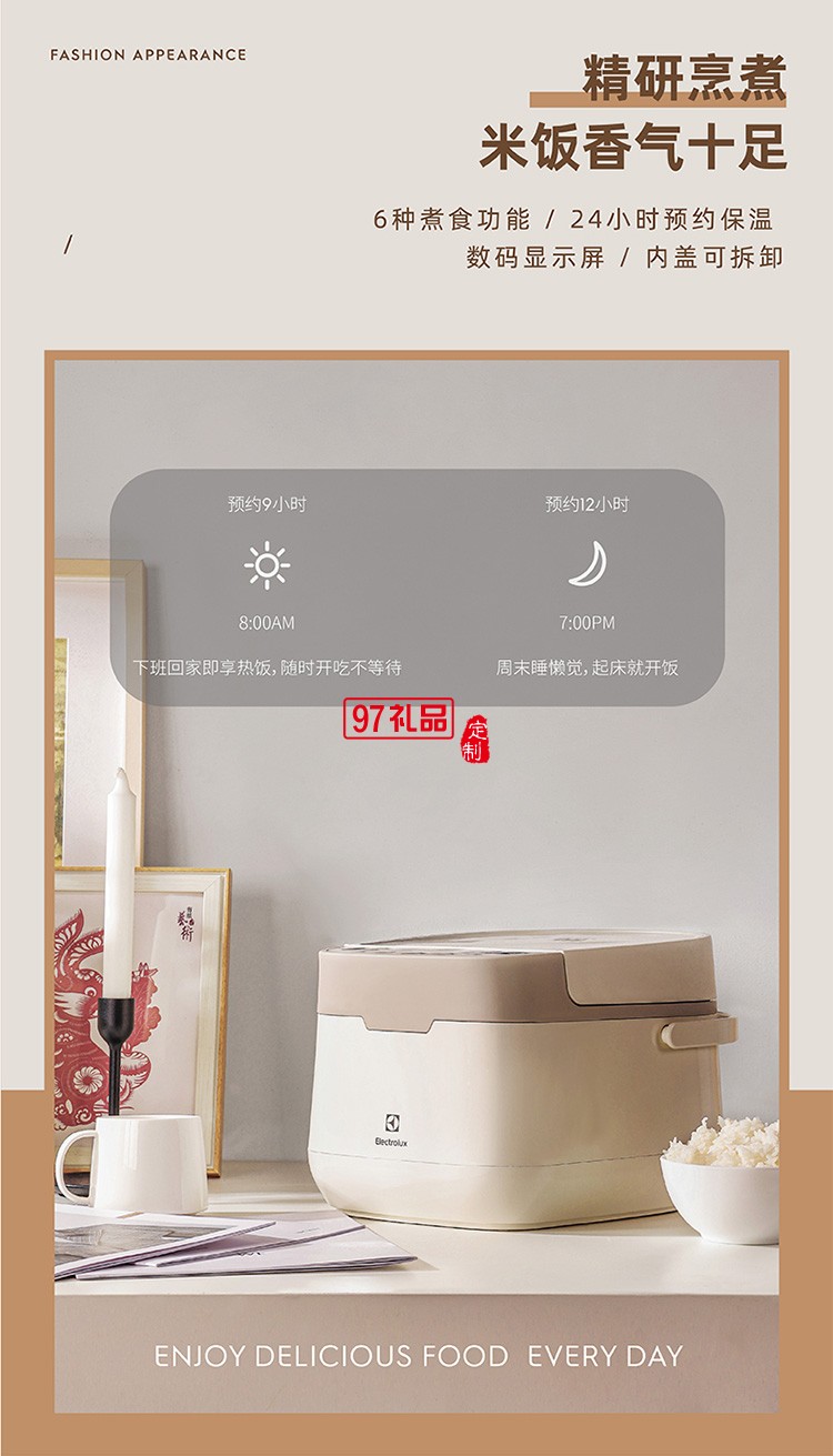 合金鋁內膽不粘涂層6種煮食功能電飯煲(3L)