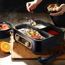 分區獨立控溫 不粘烤盤易清洗涮烤一體鍋