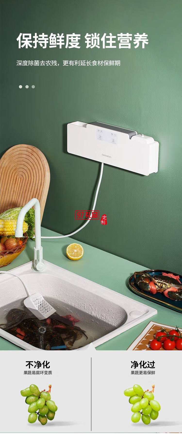 果蔬蔬菜家用超聲波發聲器洗菜食材清洗機定制公司廣告禮品