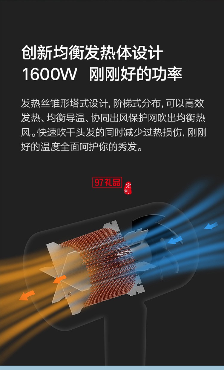 米家負離子便攜電吹風機H100折疊風筒速干大功率小型定制公司廣告禮品