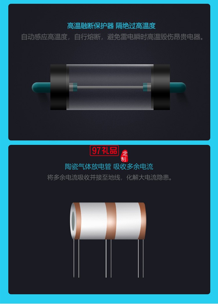 公牛防雷機柜電源插座機箱專用1.8米GNE-108T定制公司廣告禮品