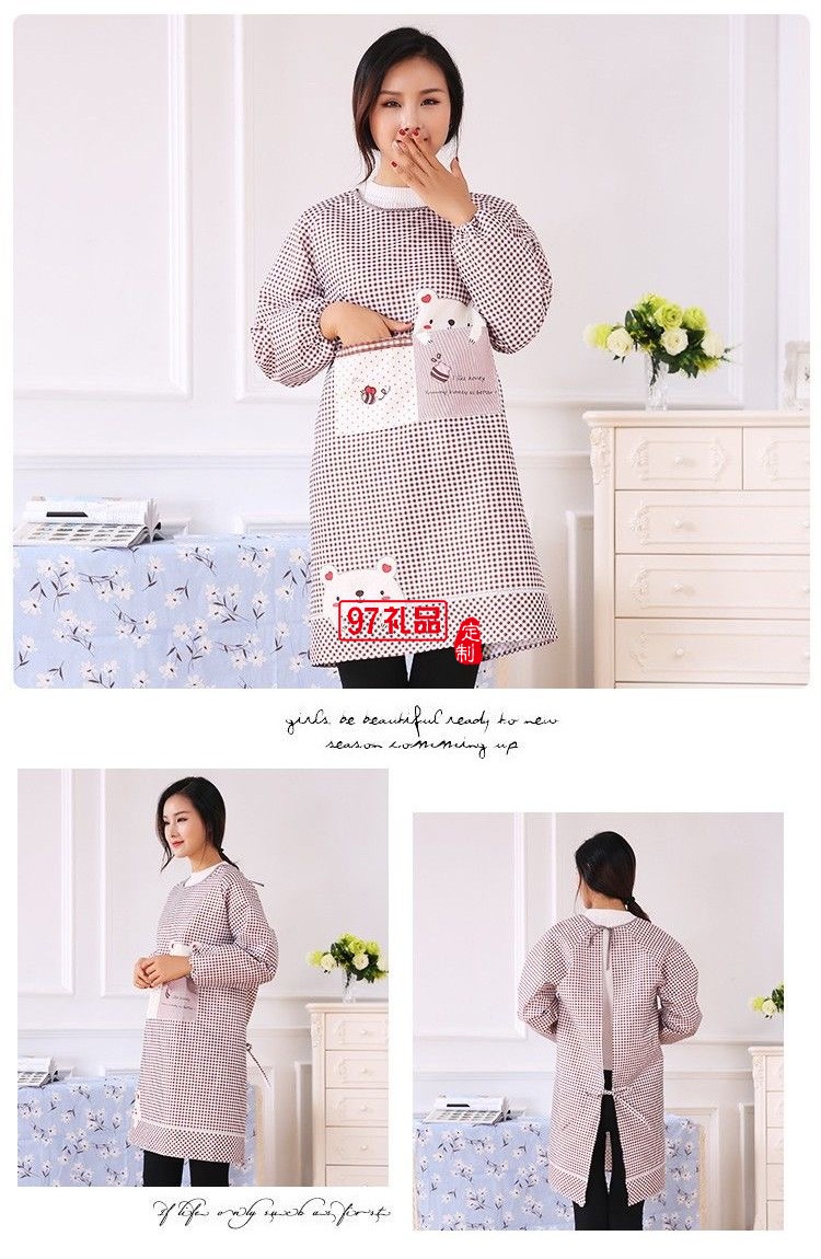 薄款有袖圍裙廚房防污罩衣大人家務清潔工作服定制公司廣告禮品