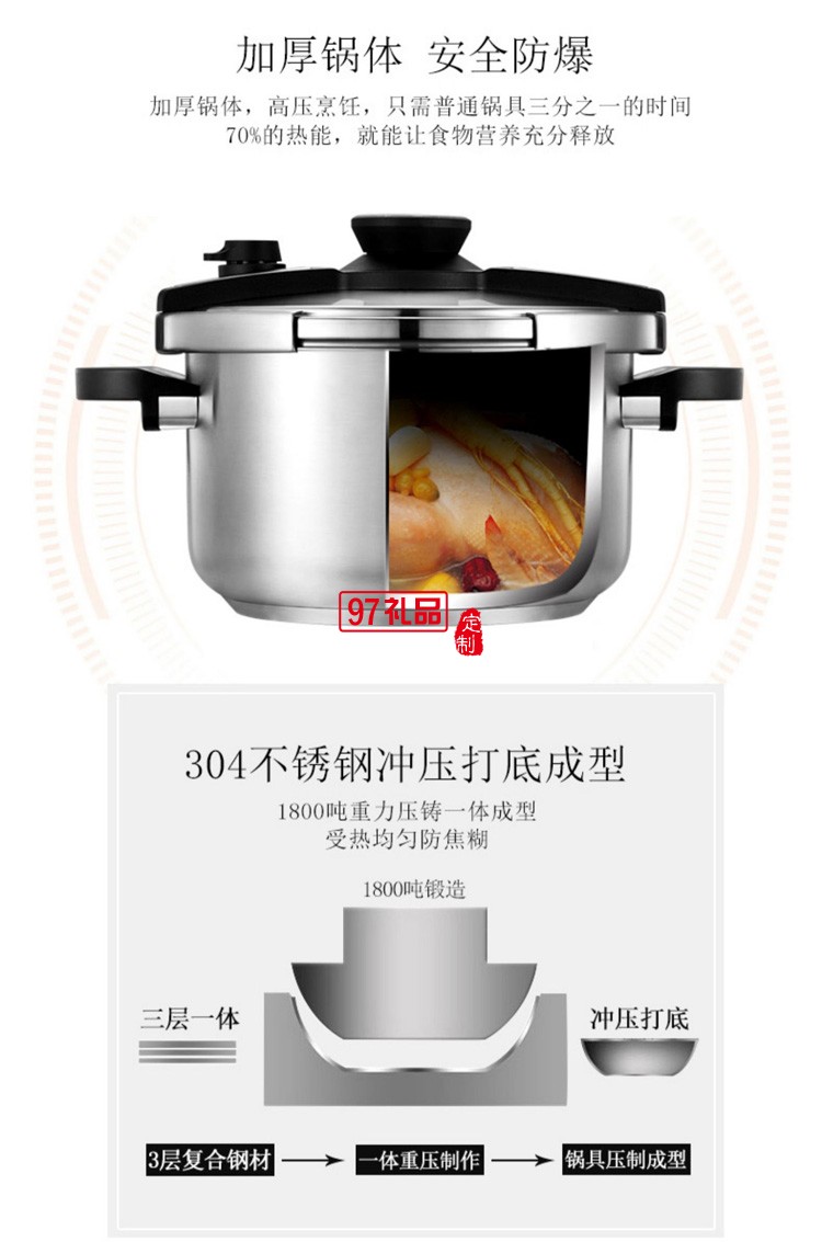 歐美達歐美達高壓鍋不銹鋼壓力鍋氣鍋HGY8026定制公司廣告禮品