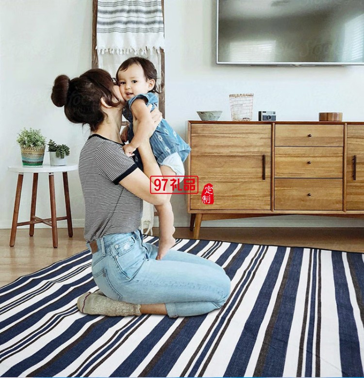  INS風皮拎手野餐墊MKZ-022 藍白條紋 定制公司廣告禮品