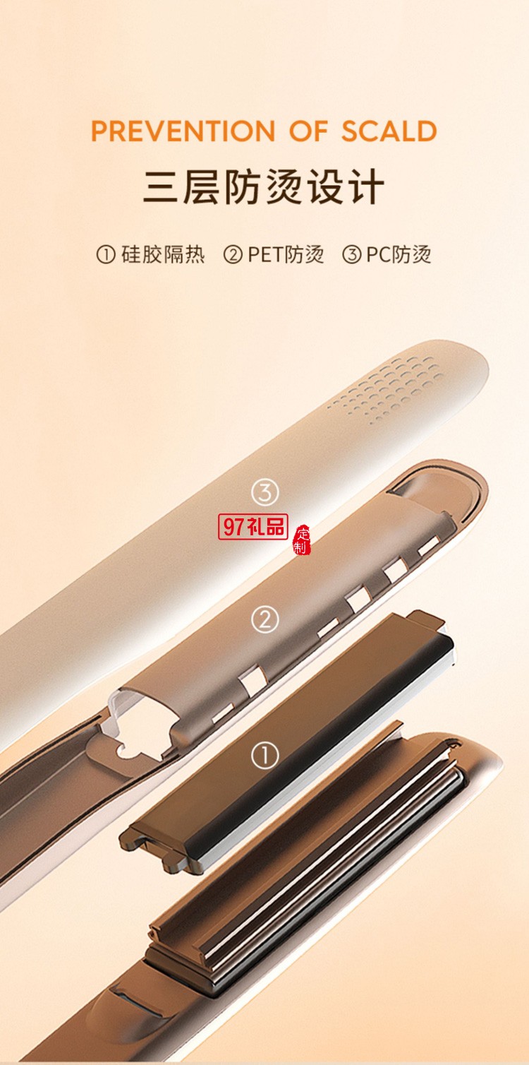 電夾板直發卷發兩用負離子拉直板夾LN-508F定制公司廣告禮品