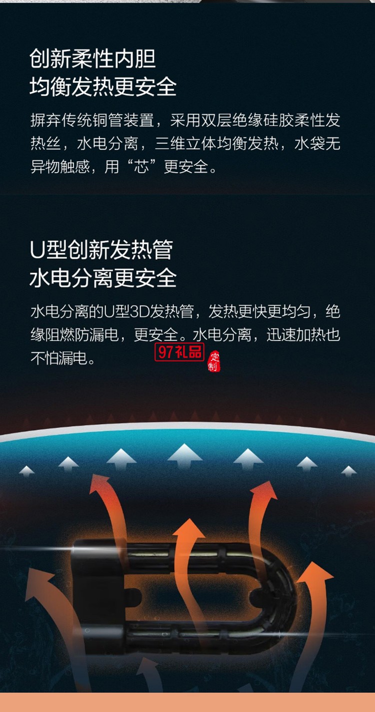 質零智能溫控電熱水袋充電式暖水袋暖寶寶ZS1101定制公司廣告禮品