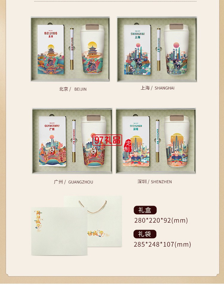 城市元素文創商務伴手禮國潮風咖啡杯高端實用禮盒套裝拜訪送客戶