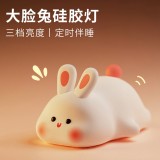 萌寵大臉兔硅膠燈USB節日禮物小夜燈擺攤夜市臥室床頭伴睡小夜燈
