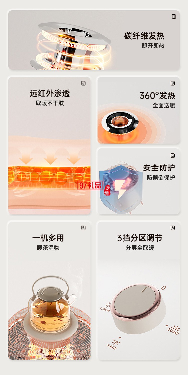 向物小太陽取暖器家用節能暖風機電暖氣小型碳纖維發熱烤火爐