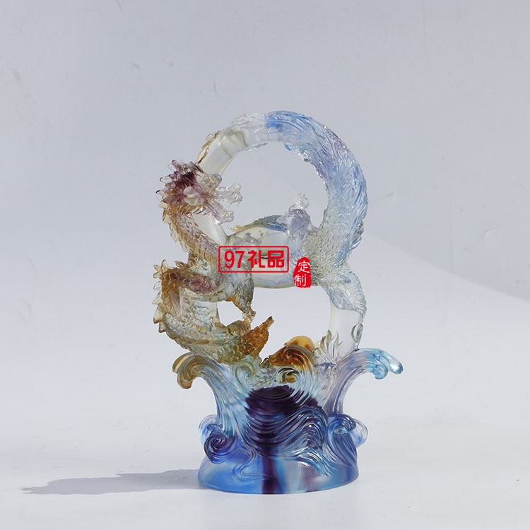 高檔琉璃水晶獎杯定制 商務禮品龍頭龍騰企業年會員工獎品禮品