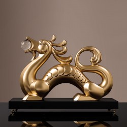 貝漢美新中式金龍擺件客廳酒柜書房辦公室裝飾品開業招財龍年禮物