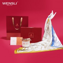 萬事利真絲中方巾+香氛套裝送媽媽母親節七夕禮物禮盒萬物生香氛