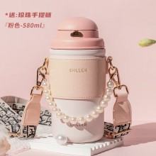 迪樂貝爾高顏值大容量帶吸管保溫水杯學(xué)生便攜隨手杯不銹鋼咖啡杯