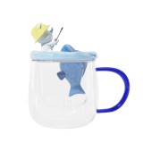 獨角犀童年系列茶水分離馬克杯套組拔蘿卜可愛玻璃杯