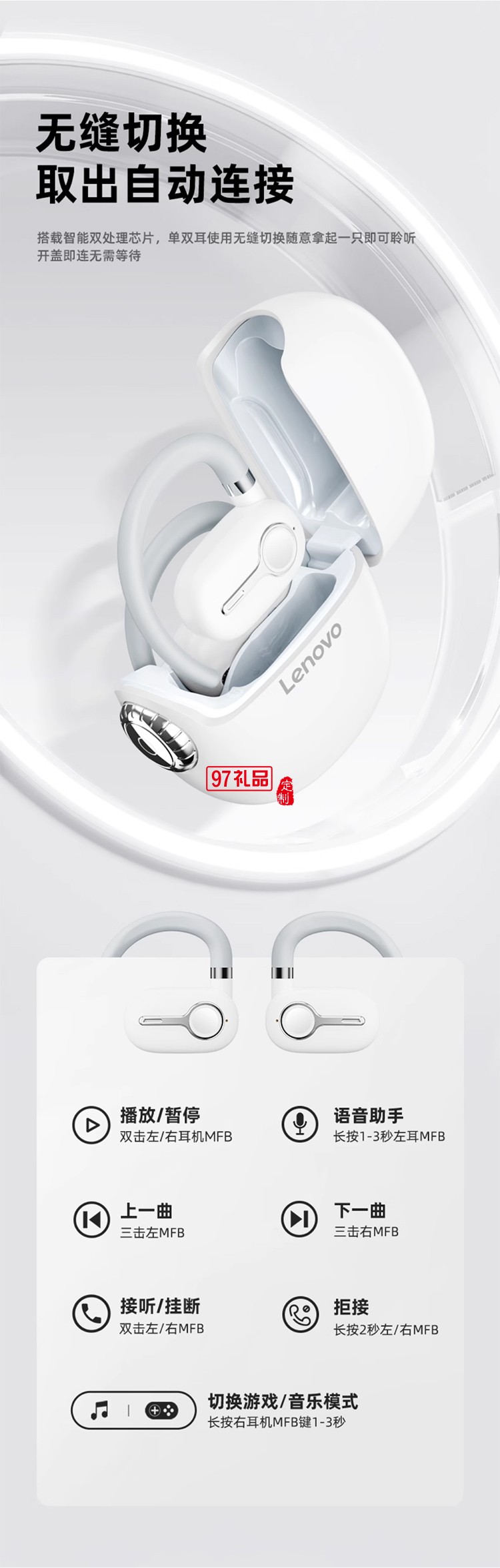  聯想LP81無線藍牙耳機高音長續航