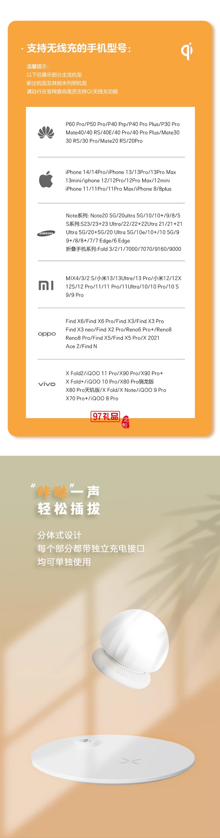 藍牙音響無線充小夜燈分體式便攜戶外露營燈