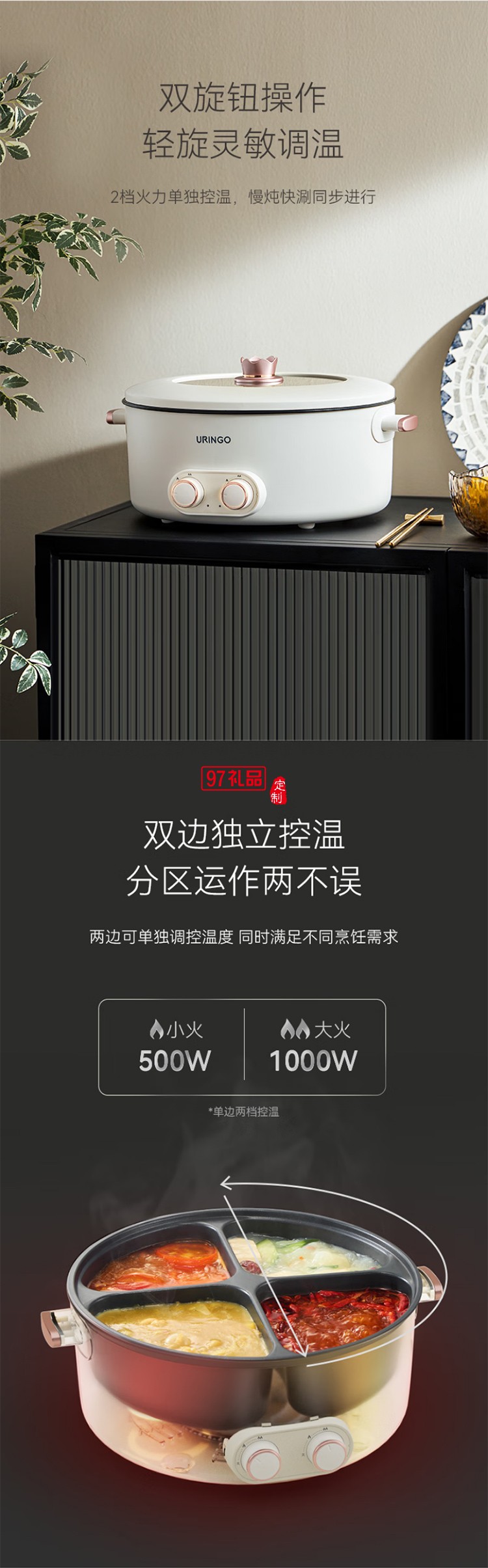 七彩叮當鴛鴦鍋四宮格大容量速沸多用途鍋電煮鍋多功能鍋分體家用電熱鍋火鍋