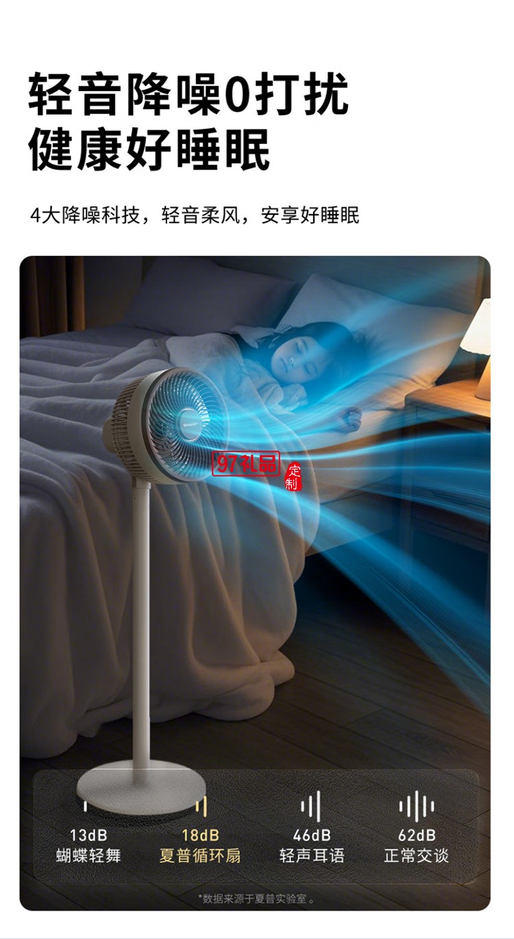 夏普空氣循環扇語音遙控家用臺地兩用扇低噪電風扇搖頭渦輪對流大風力風扇