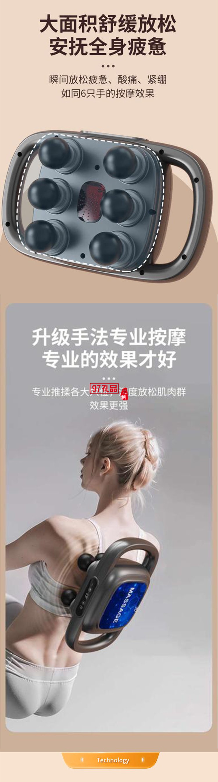 六頭筋膜槍多功能按摩器專業級四高頻震動按摩肌肉放松家用