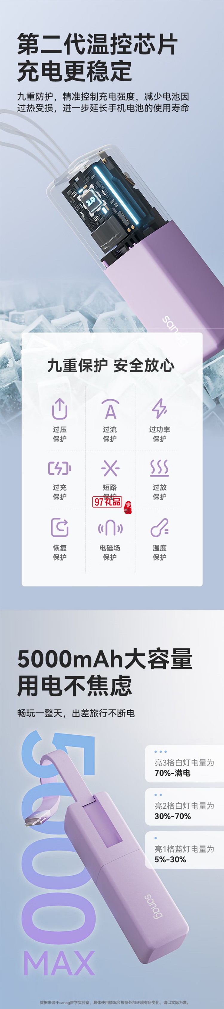 K30充電寶充電器自帶線四合一能量棒蘋果華為快充帶插頭移動電源大容量迷